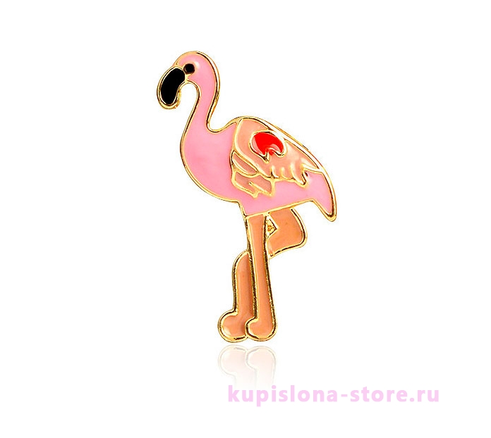 Брошь-значок «Розовый фламинго» 