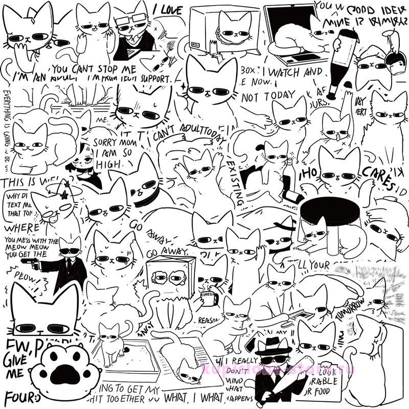 Набор наклеек «Carefree cat» Набор наклеек «Carefree cat»