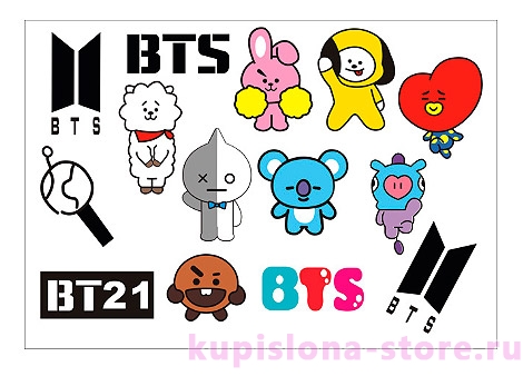 Временная татуировка «BT21» Временная татуировка «BT21»