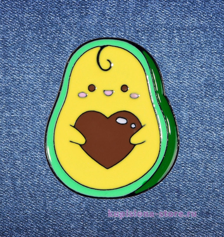 Брошь-значок «Авокадо с сердцем»