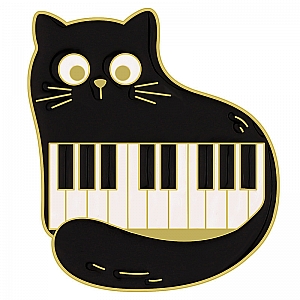 Брошь-значок «Cat & piano»