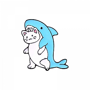 Брошь-значок «Shark cat»