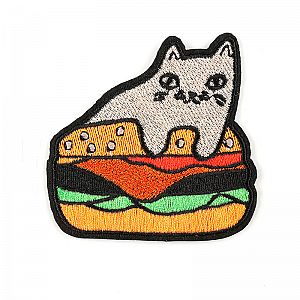 Нашивка «Кот с гамбургером»