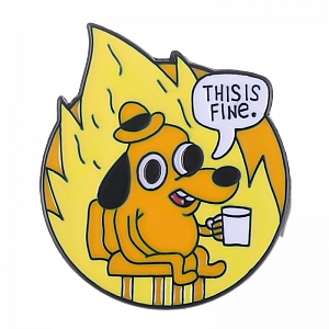 Брошь-значок «This is fine»
