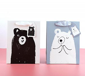 Подарочный пакет «Drawn by a bear» средний