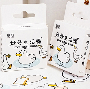 Набор наклеек «Live well duck»